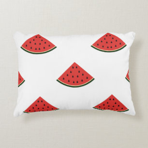 Vintage pattern with slices of watermelon on a whi accent pillow