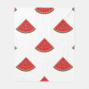 Vintage pattern with slices of watermelon on a whi fleece blanket