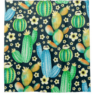 Vintage pattern with succulents. Watercolor cactus