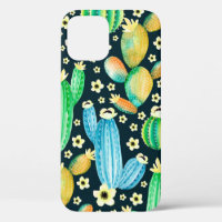 Vintage pattern with succulents. Watercolor cactus
