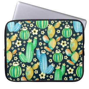 Vintage pattern with succulents. Watercolor cactus Laptop Sleeve