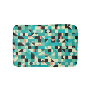 Vintage pattern with triangles and circles. bath mat