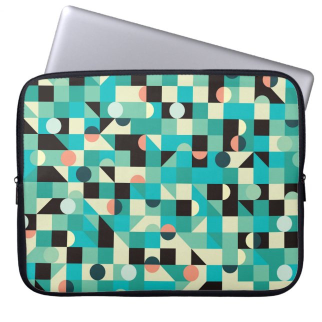 Vintage pattern with triangles and circles. laptop sleeve (Front)