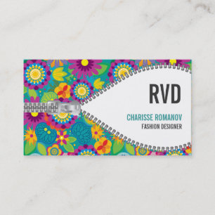 Vintage Pattern Zipper Fashion Business Card