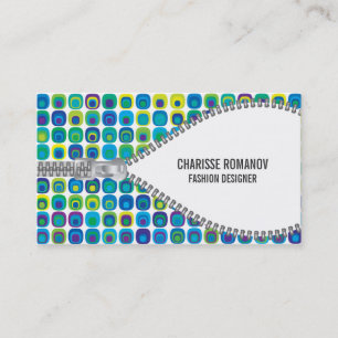 Vintage Pattern Zipper Fashion Business Card