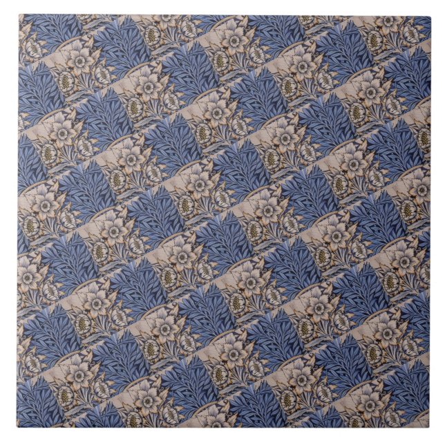 Vintage Patterned Blue and Gold Tile (Front)