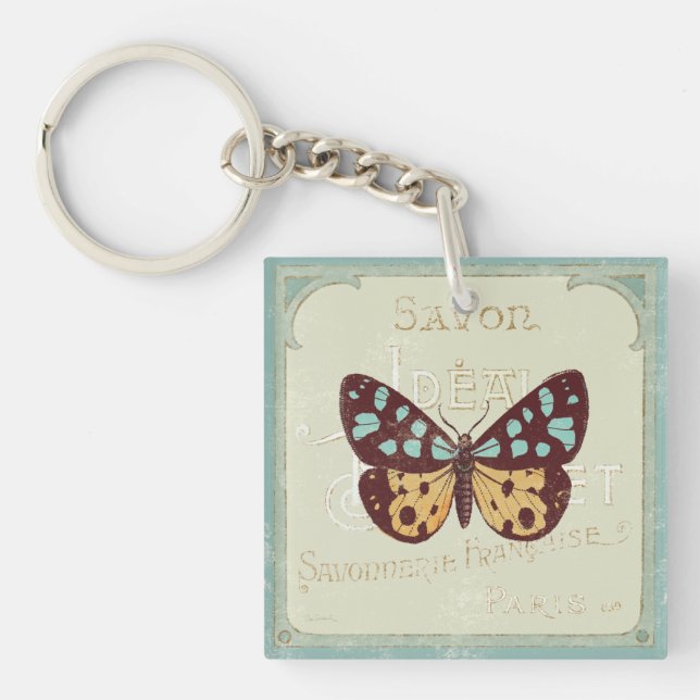 Vintage Patterned Butterfly Keychain (Front)