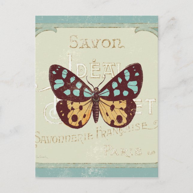 Vintage Patterned Butterfly Postcard (Front)