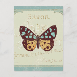 Vintage Patterned Butterfly Postcard