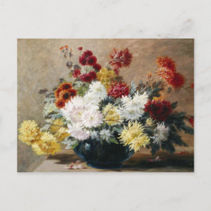 Vintage Paul Biva Astern in vase Floral   Postcard
