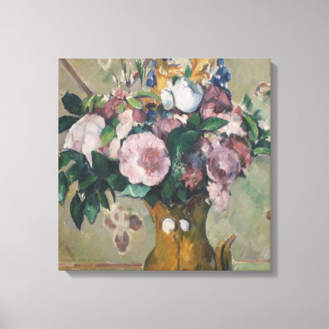 Vintage Paul Cezanne Vase of Flowers Canvas Print (Front)
