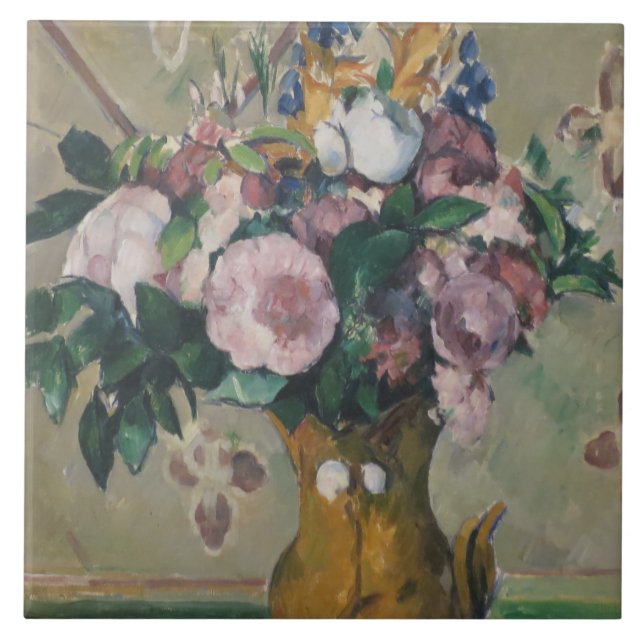 Vintage Paul Cezanne Vase of Flowers Tile (Front)