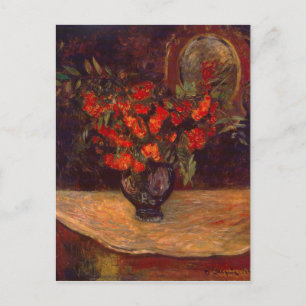 Vintage Paul Gauguin Flowers Floral Red Bouquet Postcard