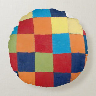 Vintage Paul Klee Qu 1 Colour Chart Squares Art  Round Pillow