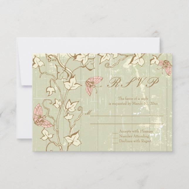 Vintage pays rustique crème mariage RSVP réponse (Devant)