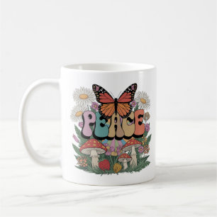 Vintage Peace Butterfly Art Design Coffee Mug
