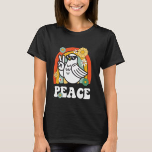 Vintage Peace Dove Pigeon Peace Sign Hippie Groovy T-Shirt