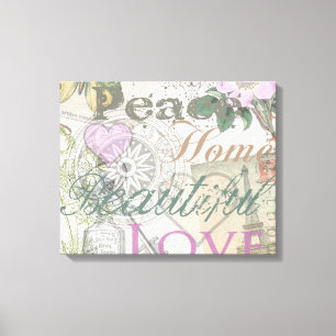 Vintage Peace Home Beautiful Love Canvas Print