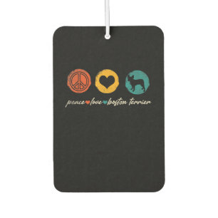 Vintage Peace Love Boston Terrier Dog Lover Gifts Air Freshener