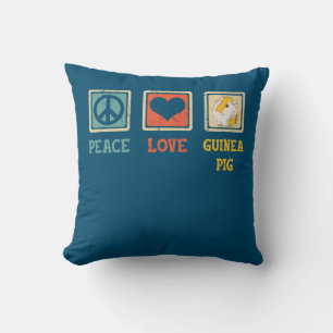 Vintage Peace Love Guinea Pig Guinea Pigs Lover Throw Pillow