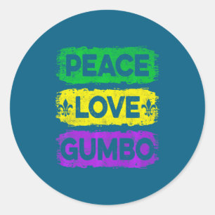Vintage Peace Love Gumbo New Classic Round Sticker