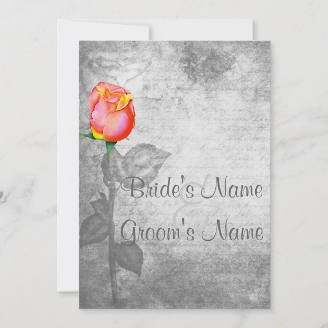 Vintage Peace Rose Wedding Invitation (Front)