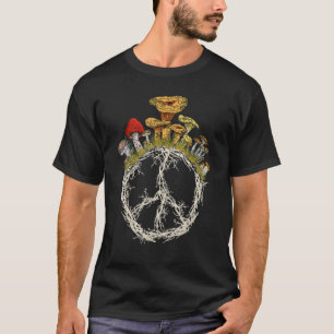 Vintage Peace Sign Mushrooms Mushroom Hunters Myco T-Shirt