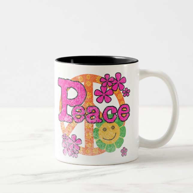 Vintage Peace Two-Tone Coffee Mug (Right)