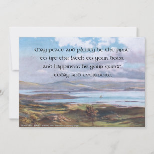 Vintage Peaceful Bantry Bay & Irish Blessing Holiday Card