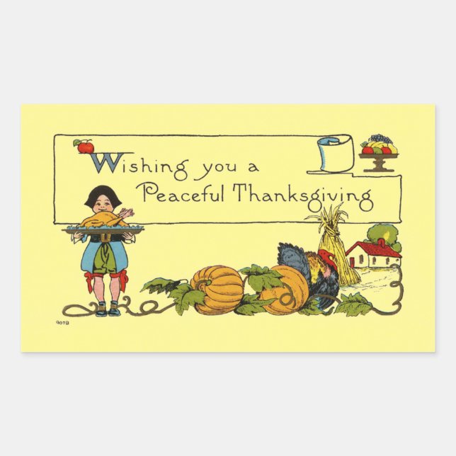 Vintage Peaceful Thanksgiving Sticker (Front)