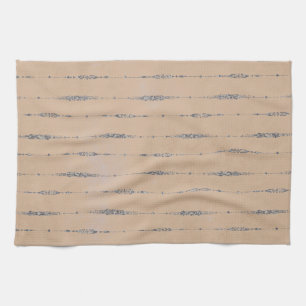 Vintage peach and elegant silver gray striped kitchen towel