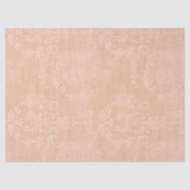 Vintage Peach Antique Damask Decoupage  Tissue Paper (Front)