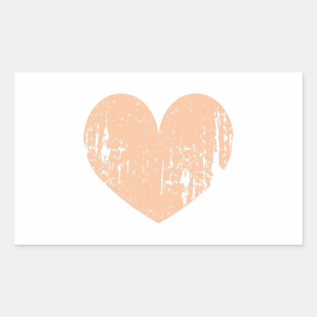 Vintage peach colour wedding heart sticker (Front)