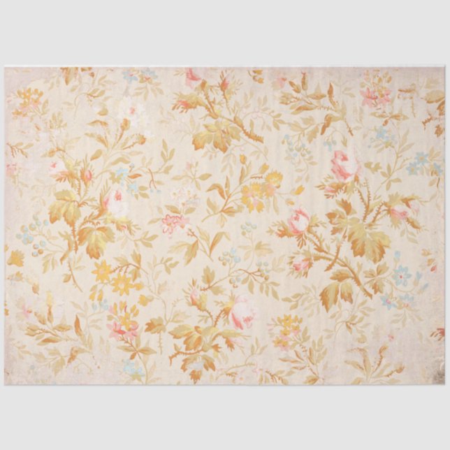 Vintage Peach Floral Pattern Tissue Paper (Front)