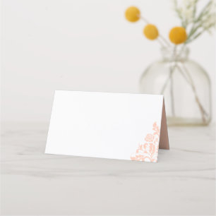 Vintage Peach Floral Rose Lace Wedding Place Card