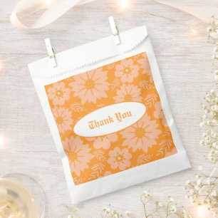 Vintage Peach Fuzz Orange Colour Flower Pattern Favour Bag