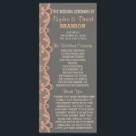 Vintage Peach Grey Lace Wedding Program Custom<br><div class="desc">Unique design featuring Peach/Grey background with peach/grey lace and beautiful fonts. So, a lot of wedding stationery, like invitations, rsvp, table number, rehearsal dinner, bridal shower and more, could be found here. These will be a great choice for a vintage wedding peach/grey theme. Use Customize it tool to add your...</div>