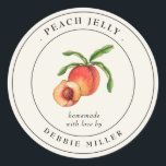 Vintage Peach Jelly canning Jar Label<br><div class="desc">Elegant simple and classic,  personalized Peach Jelly  jar labels featuring watercolor vintage peach on an off white background.</div>