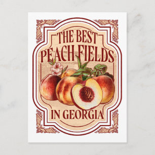 Vintage Peach Label Georgia Peachs Postcard