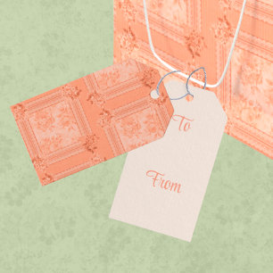 Vintage Peach Lace Faded Roses Gift Tags