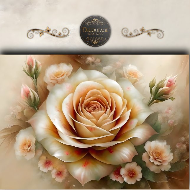 Vintage Peach Rose Decoupage Tissue Paper (Vintage Peach Rose Decoupage Tissue Paper)