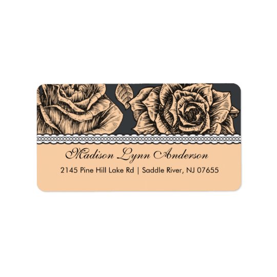 Vintage Peach Rose Return Address Label