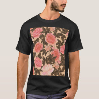Vintage peach rose watercolor pattern. T-Shirt