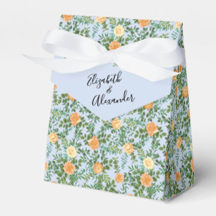 Vintage Peach Rose Wedding with Light Blue Favor Box