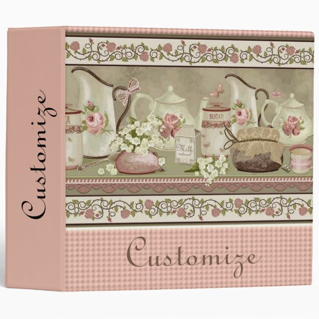 Vintage Peach Tea & Roses Recipe Binder (Front/Spine)