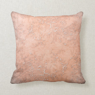 Vintage Peach Victorian Floral Vines Texture Throw Pillow