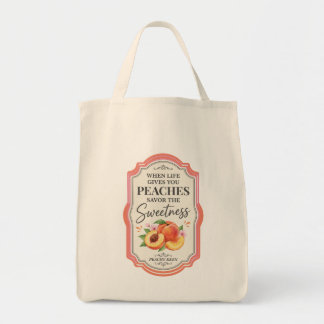 Vintage Peaches Fruits the Sweetness Quote Tote Bag