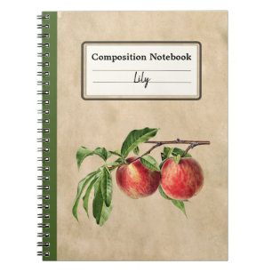 Vintage Peaches Illustration Personalized Comp Notebook