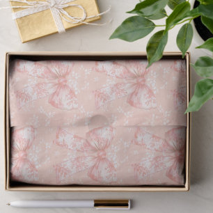 Vintage Peachy Floral Toile Bows Decoupage Tissue Paper