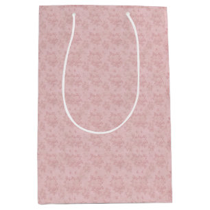 Vintage Peachy Pink Antique Damask Decoupage Medium Gift Bag